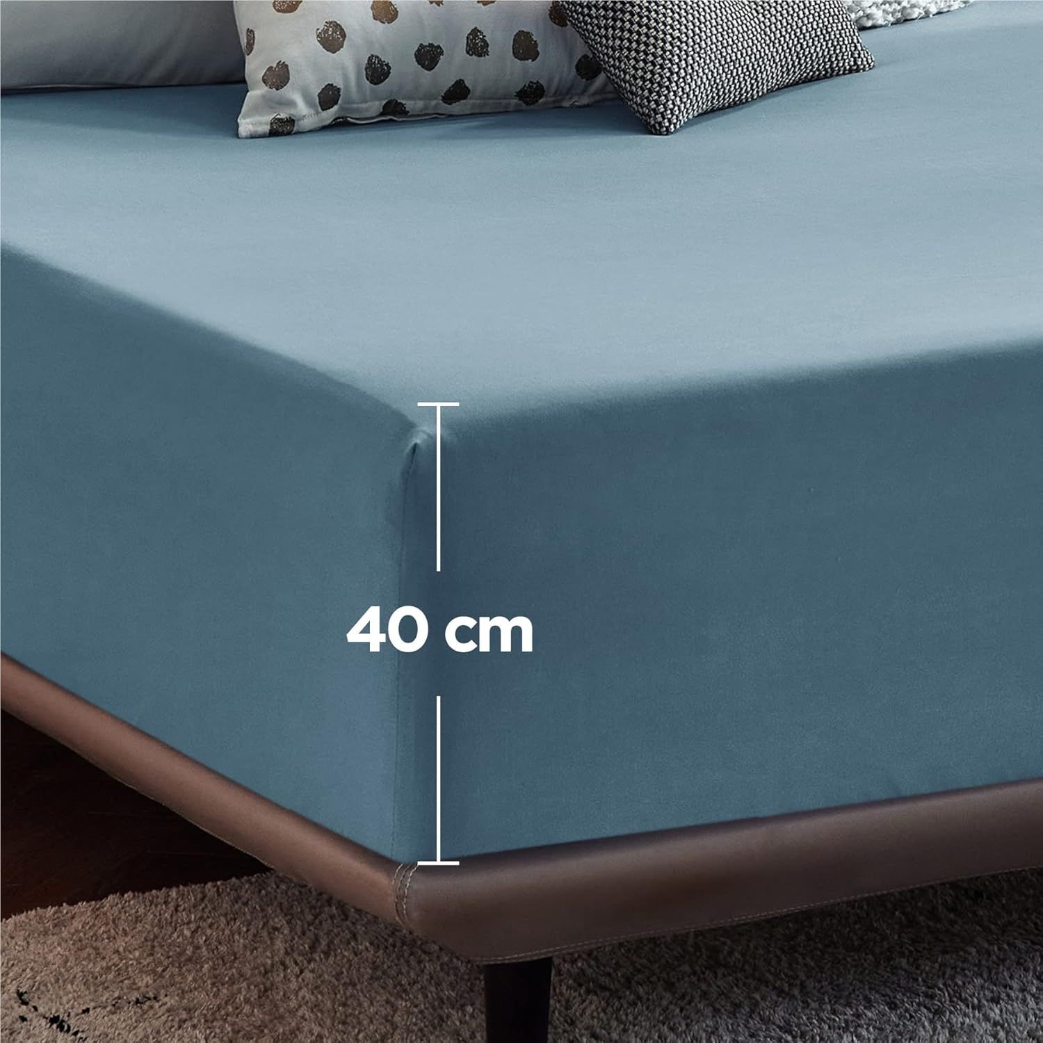 2000TC Hotel Quality Fitted Sheets - 2 Piece Fitted Sheets  -Breathable Bedding - Wrinkle, Fade, Stain Resistant- 16inch/40cm Deep Pocket Fitted Bed Sheets-Wrinkle and Fade Resistant,(Ocean,King)