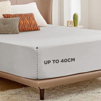 2000TC Hotel Quality Fitted Sheets - 2 Piece Fitted Sheets  -Breathable Bedding - Wrinkle, Fade, Stain Resistant- 16inch/40cm Deep Pocket Fitted Bed Sheets-Wrinkle and Fade Resistant,(Silver-gray,King)