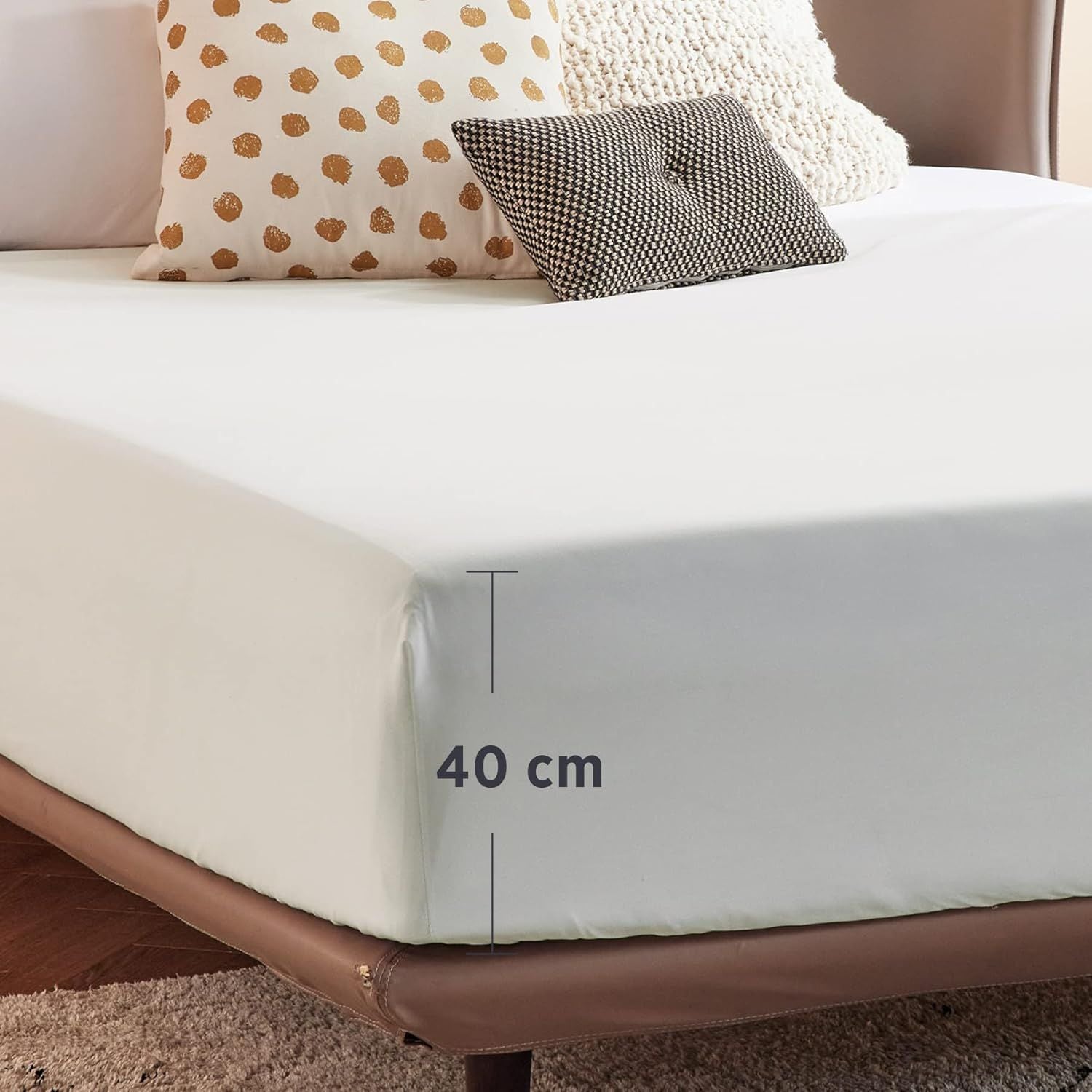 2000TC Hotel Quality Fitted Sheets - 2 Piece Fitted Sheets  -Breathable Bedding - Wrinkle, Fade, Stain Resistant- 16inch/40cm Deep Pocket Fitted Bed Sheets-Wrinkle and Fade Resistant,(White,King Single)