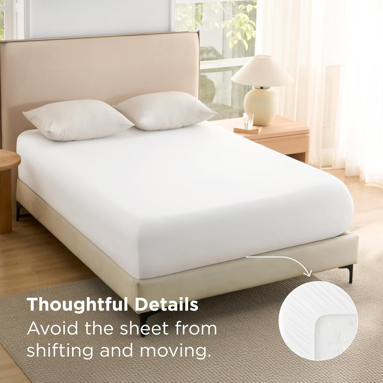 2000TC Hotel Quality Fitted Sheets - 2 Piece Fitted Sheets  -Breathable Bedding - Wrinkle, Fade, Stain Resistant- 16inch/40cm Deep Pocket Fitted Bed Sheets-Wrinkle and Fade Resistant,(White,King Single)