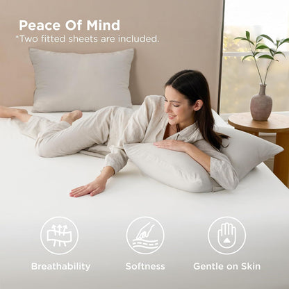 2000TC Hotel Quality Fitted Sheets - 2 Piece Fitted Sheets  -Breathable Bedding - Wrinkle, Fade, Stain Resistant- 16inch/40cm Deep Pocket Fitted Bed Sheets-Wrinkle and Fade Resistant,(White,King Single)