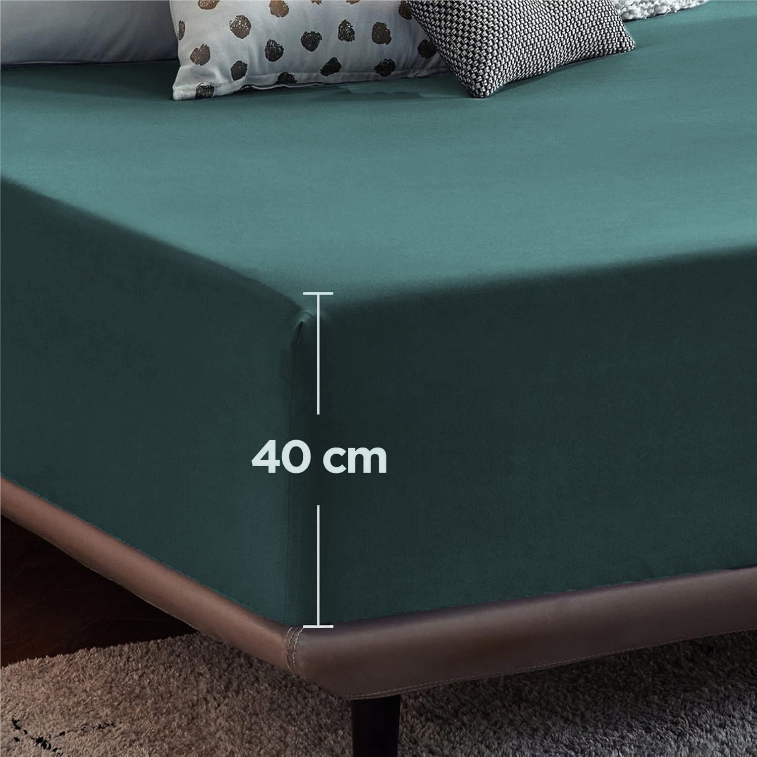 2000TC Hotel Quality Fitted Sheets - 2 Piece Fitted Sheets  -Breathable Bedding - Wrinkle, Fade, Stain Resistant- 16inch/40cm Deep Pocket Fitted Bed Sheets-Wrinkle and Fade Resistant,(Biscay blue,King Single)