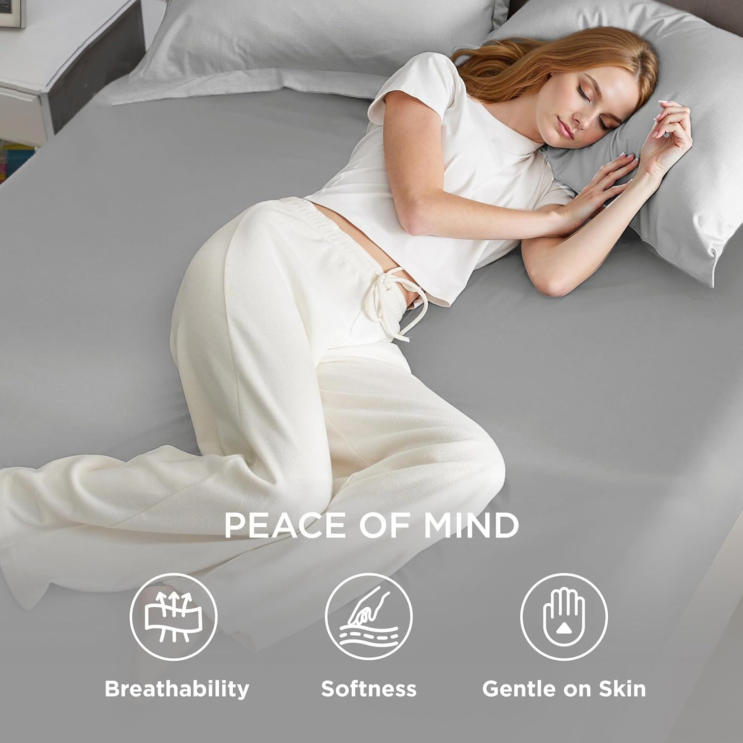 2000TC Hotel Quality Fitted Sheets - 2 Piece Fitted Sheets  -Breathable Bedding - Wrinkle, Fade, Stain Resistant- 16inch/40cm Deep Pocket Fitted Bed Sheets-Wrinkle and Fade Resistant,(Silver-gray,King Single)