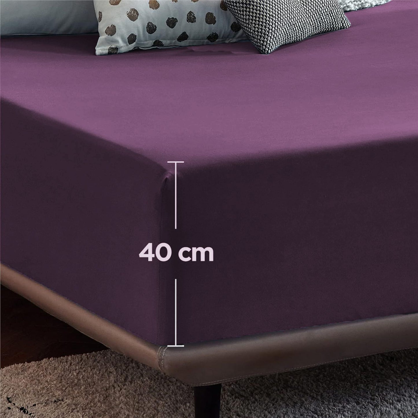 2000TC Hotel Quality Fitted Sheets - 2 Piece Fitted Sheets  -Breathable Bedding - Wrinkle, Fade, Stain Resistant- 16inch/40cm Deep Pocket Fitted Bed Sheets-Wrinkle and Fade Resistant,(Purple,King Single)