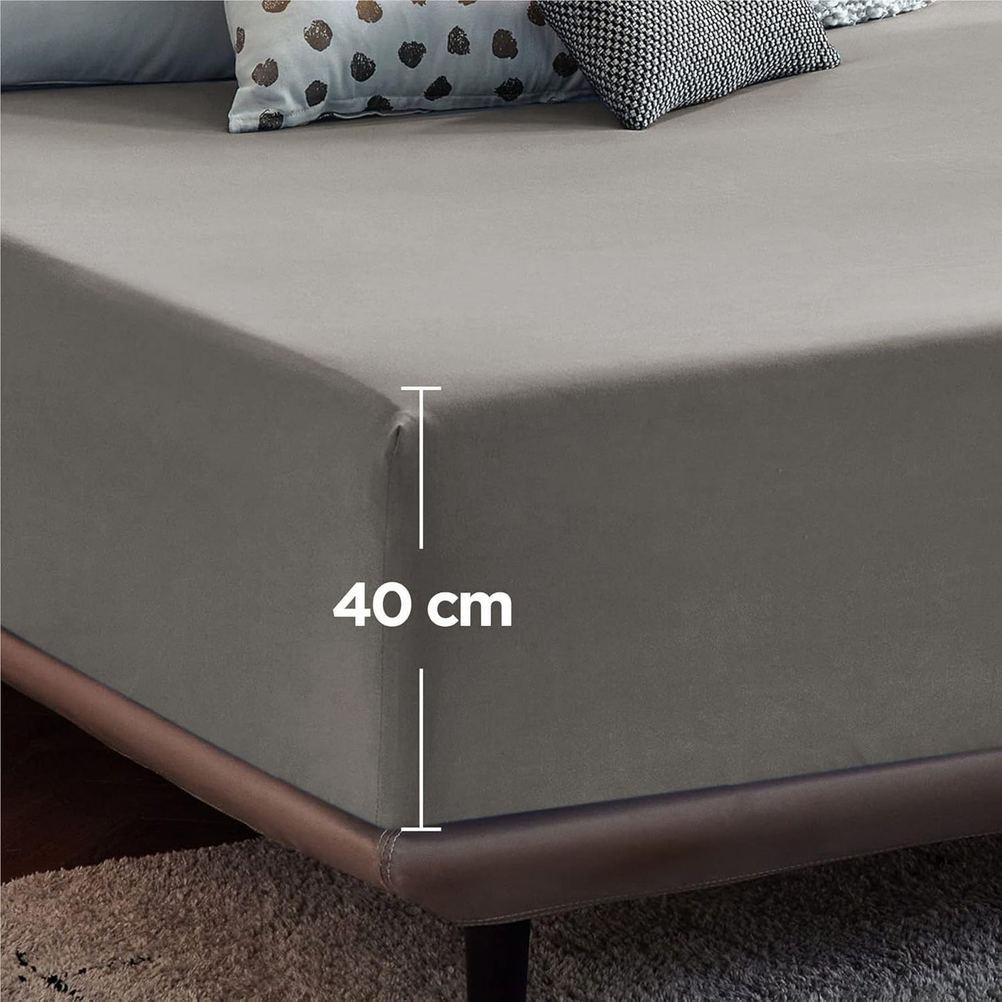 2000TC Hotel Quality Fitted Sheets - 2 Piece Fitted Sheets  -Breathable Bedding - Wrinkle, Fade, Stain Resistant- 16inch/40cm Deep Pocket Fitted Bed Sheets-Wrinkle and Fade Resistant,(Grey,Queen)