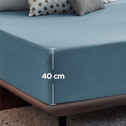 2000TC Hotel Quality Fitted Sheets - 2 Piece Fitted Sheets  -Breathable Bedding - Wrinkle, Fade, Stain Resistant- 16inch/40cm Deep Pocket Fitted Bed Sheets-Wrinkle and Fade Resistant,(Ocean,Single)