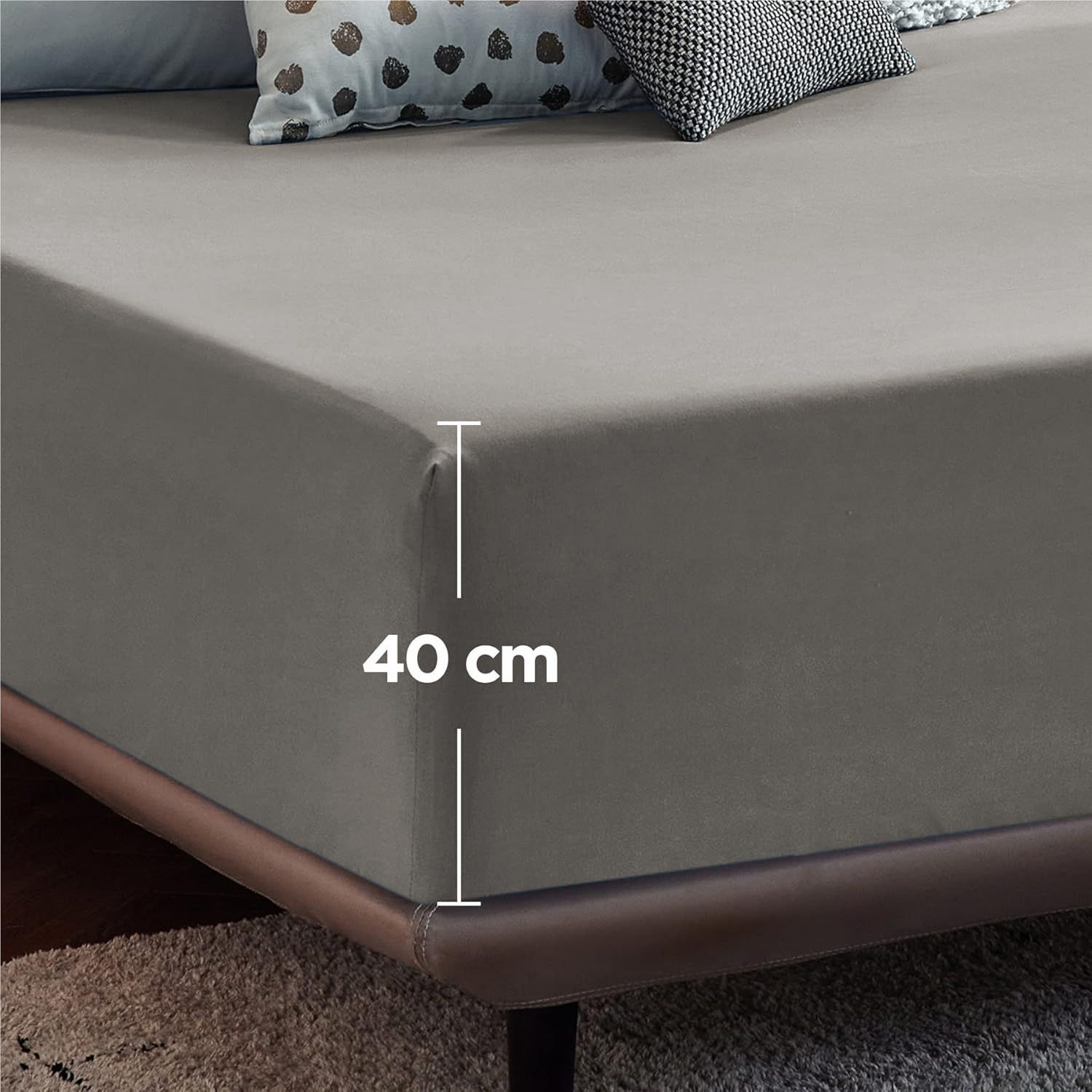 2000TC Hotel Quality Fitted Sheets - 2 Piece Fitted Sheets  -Breathable Bedding - Wrinkle, Fade, Stain Resistant- 16inch/40cm Deep Pocket Fitted Bed Sheets-Wrinkle and Fade Resistant,(Grey,Single)