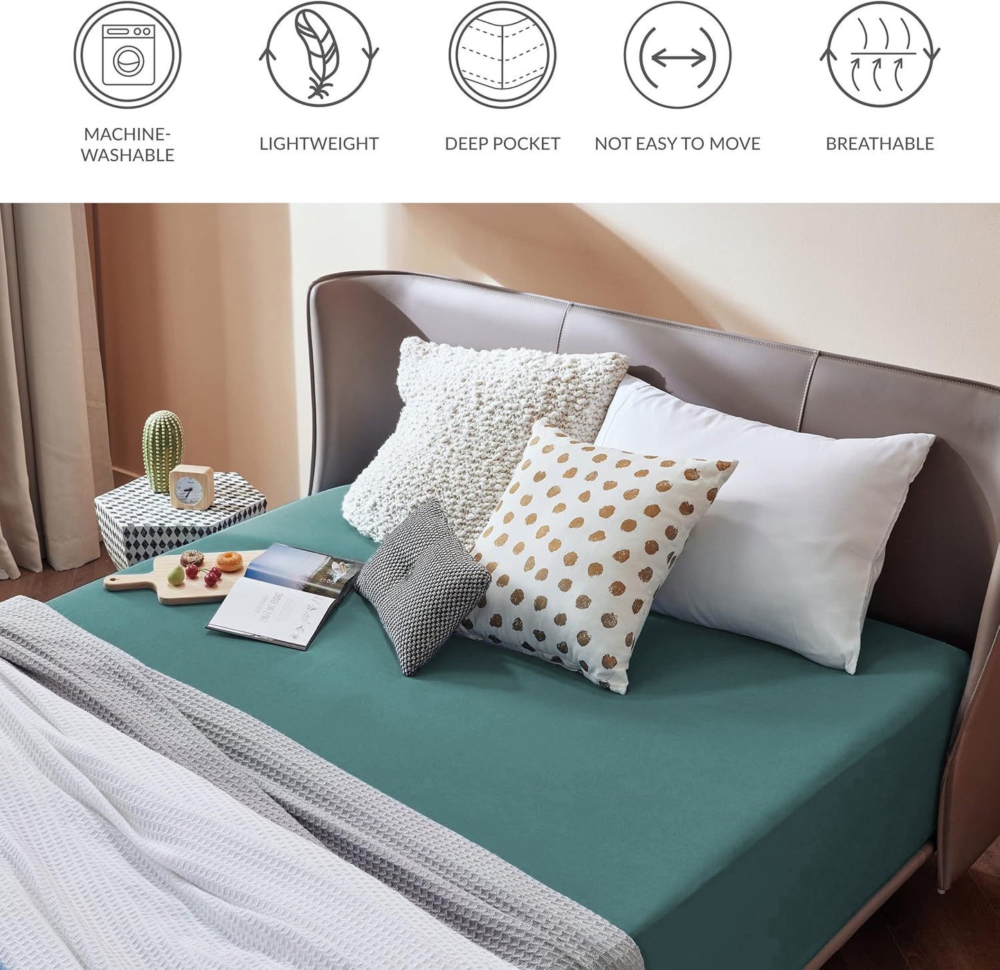 2000TC Hotel Quality Fitted Sheets - 2 Piece Fitted Sheets  -Breathable Bedding - Wrinkle, Fade, Stain Resistant- 16inch/40cm Deep Pocket Fitted Bed Sheets-Wrinkle and Fade Resistant,(Biscay blue,Single)