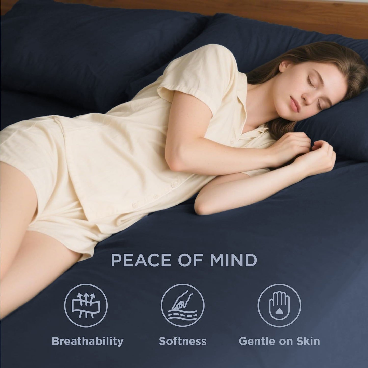 2000TC Hotel Quality Fitted Sheets - 2 Piece Fitted Sheets  -Breathable Bedding - Wrinkle, Fade, Stain Resistant- 16inch/40cm Deep Pocket Fitted Bed Sheets-Wrinkle and Fade Resistant,(Navy,Super King)