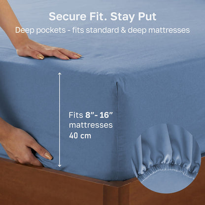 Hotel Quality Fitted sheets - 2 Piece Fitted sheets -Breathable Bedding - Wrinkle, Fade, Stain Resistant- V1317-2-QS9-AUD-CL-HL