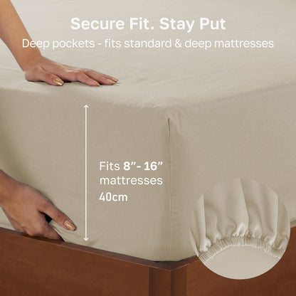 Hotel Quality Fitted sheets - 2 Piece Fitted sheets -Breathable Bedding - Wrinkle, Fade, Stain Resistant- V1317-2-QS9-AUD-CL-NYB