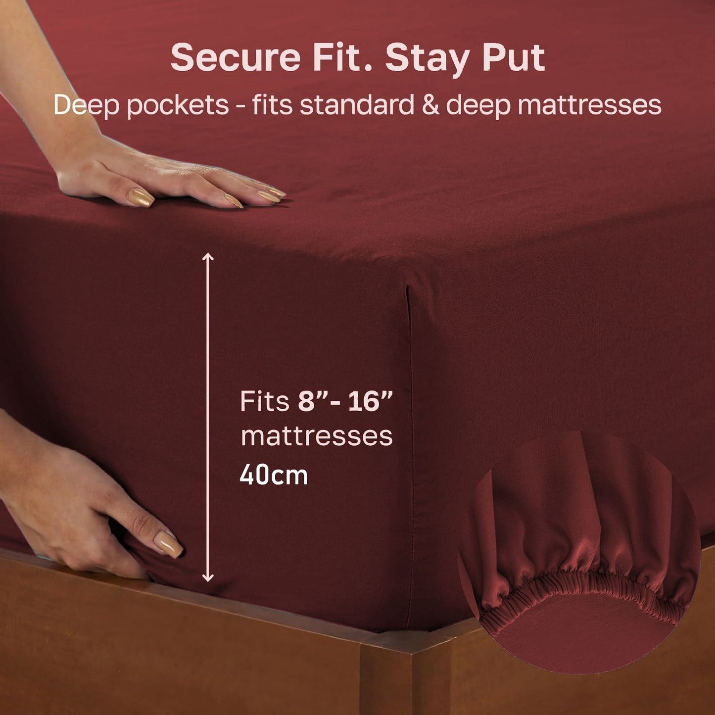 Hotel Quality Fitted sheets - 2 Piece Fitted sheets  -Breathable Bedding - Wrinkle, Fade, Stain Resistant- 26inch/40cm Deep Pocket Fitted Bed Sheet-Wrinkle and Fade Resistant,(Red,King)
