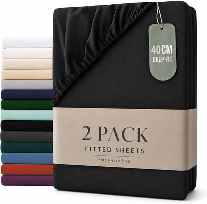 Hotel Quality Fitted sheets - 2 Piece Fitted sheets -Breathable Bedding - Wrinkle, Fade, Stain Resistant- V1317-2-QS9-AUK-CL-HEI