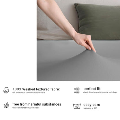 Hotel Quality Fitted sheets - 2 Piece Fitted sheets  -Breathable Bedding - Wrinkle, Fade, Stain Resistant- 26inch/40cm Deep Pocket Fitted Bed Sheet-Wrinkle and Fade Resistant,(Grey,King)