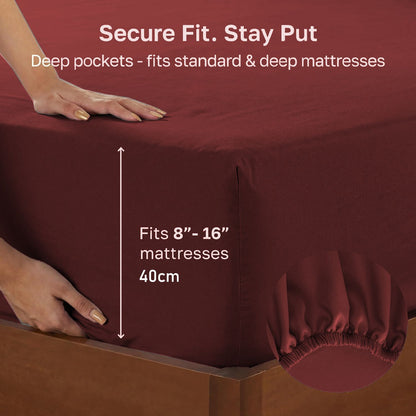 Hotel Quality Fitted sheets - 2 Piece Fitted sheets  -Breathable Bedding - Wrinkle, Fade, Stain Resistant- 26inch/40cm Deep Pocket Fitted Bed Sheet-Wrinkle and Fade Resistant,(Red,King Single)