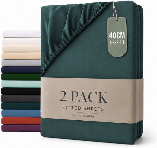 Hotel Quality Fitted sheets - 2 Piece Fitted sheets -Breathable Bedding - Wrinkle, Fade, Stain Resistant- V1317-2-QS9-AUKS-CL-SSL