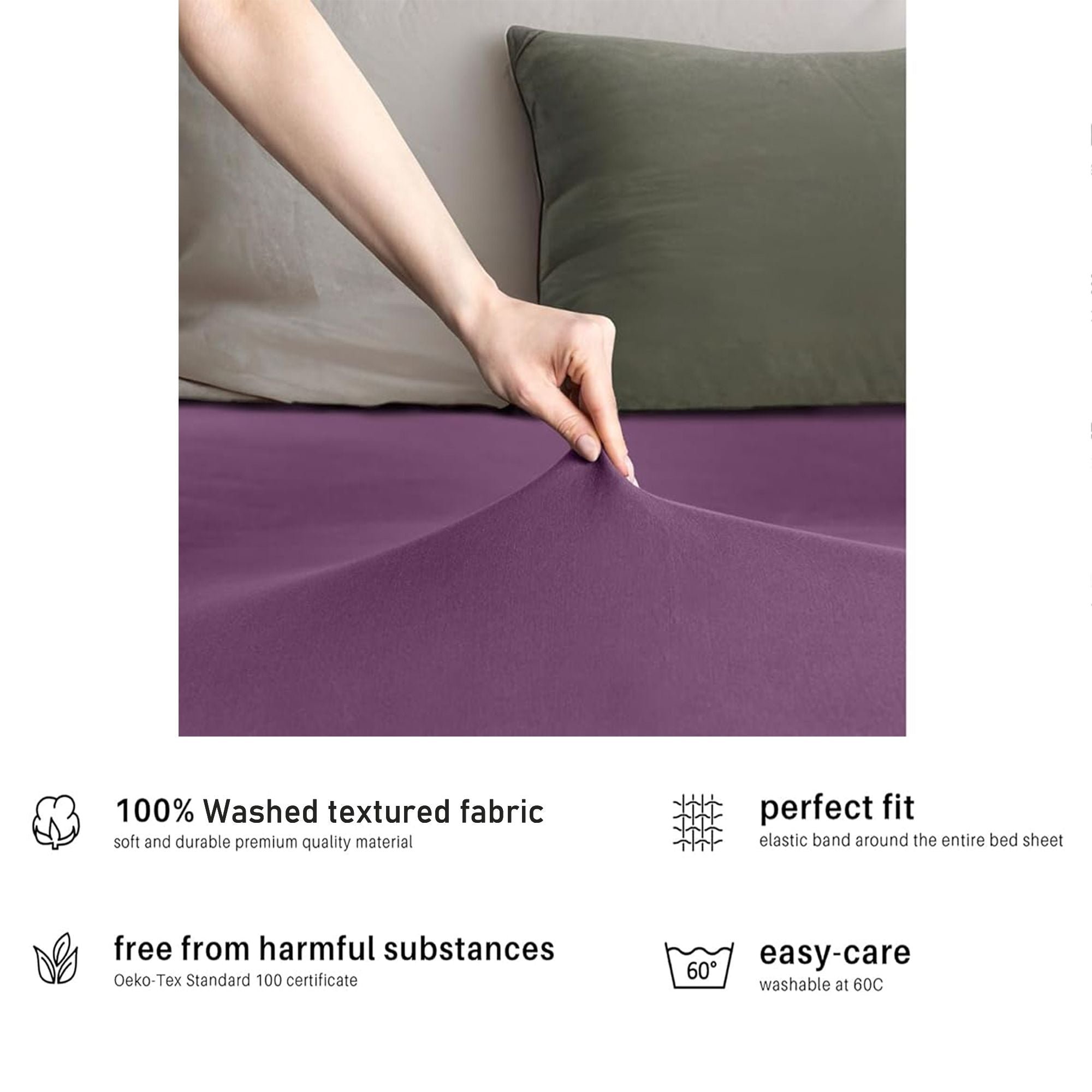 Hotel Quality Fitted sheets - 2 Piece Fitted sheets -Breathable Bedding - Wrinkle, Fade, Stain Resistant- V1317-2-QS9-AUKS-CL-ZI
