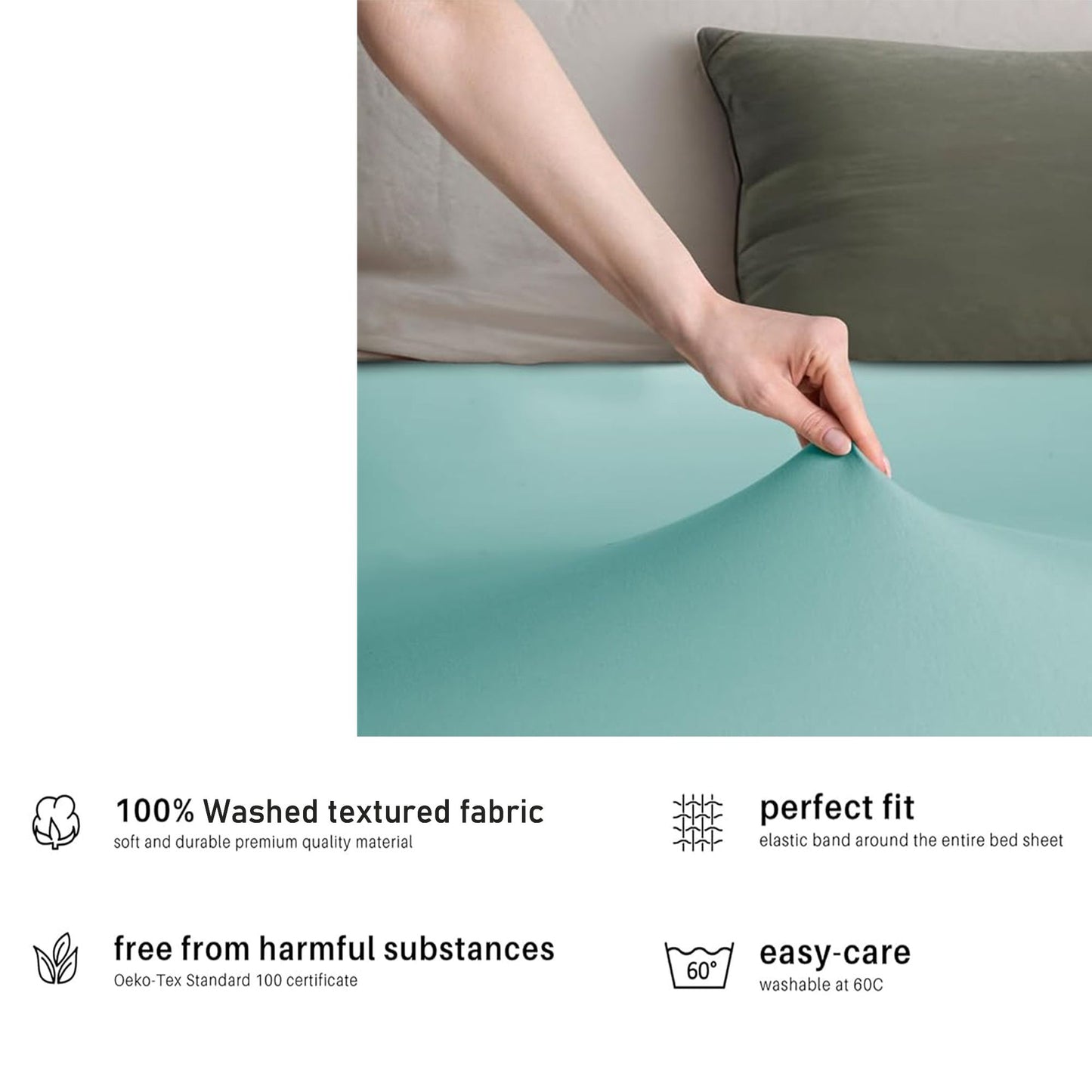 Hotel Quality Fitted sheets - 2 Piece Fitted sheets -Breathable Bedding - Wrinkle, Fade, Stain Resistant- V1317-2-QS9-AUQ-CL-BL
