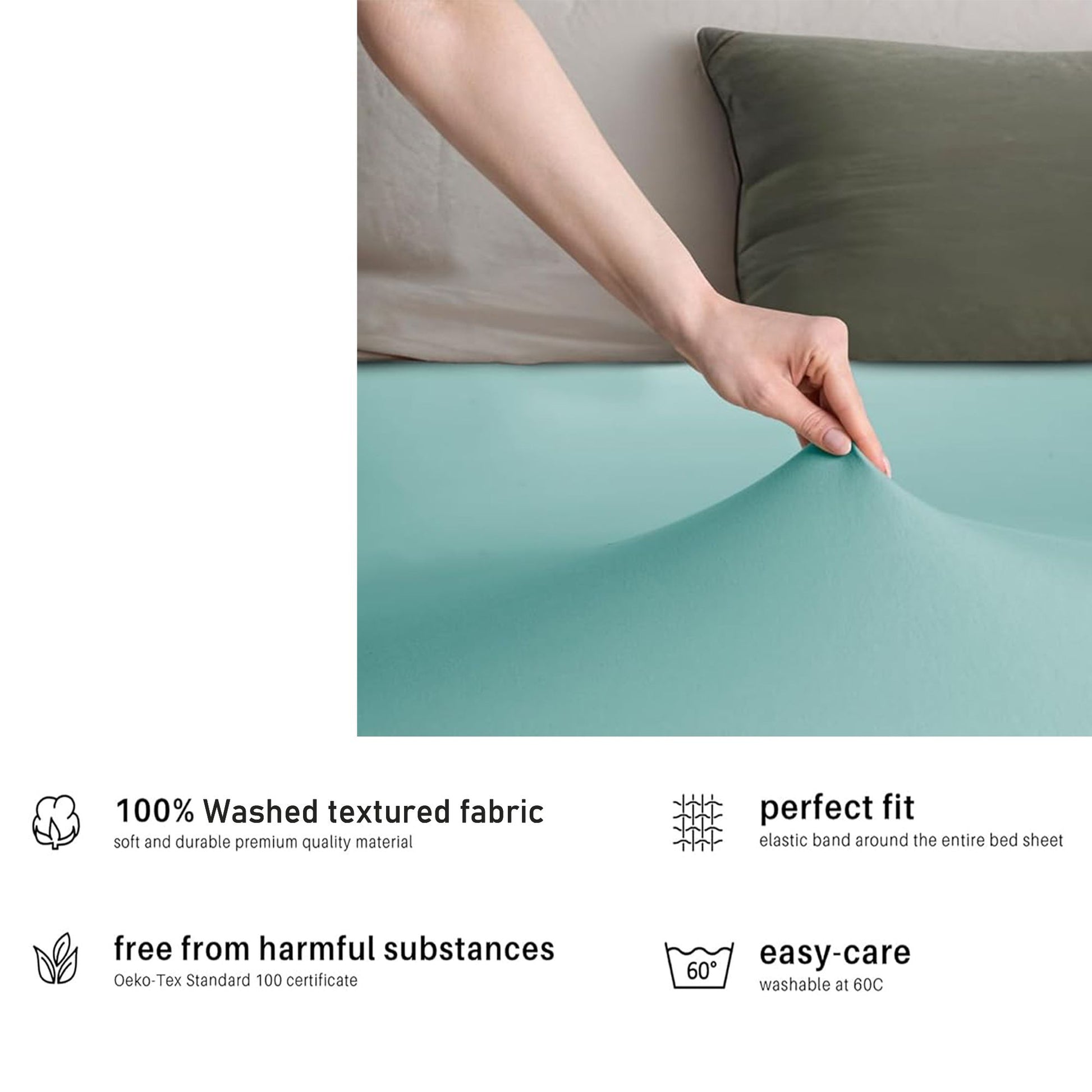 Hotel Quality Fitted sheets - 2 Piece Fitted sheets -Breathable Bedding - Wrinkle, Fade, Stain Resistant- V1317-2-QS9-AUQ-CL-BL
