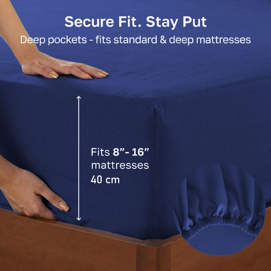 Hotel Quality Fitted sheets - 2 Piece Fitted sheets -Breathable Bedding - Wrinkle, Fade, Stain Resistant- V1317-2-QS9-AUQ-CL-HJL