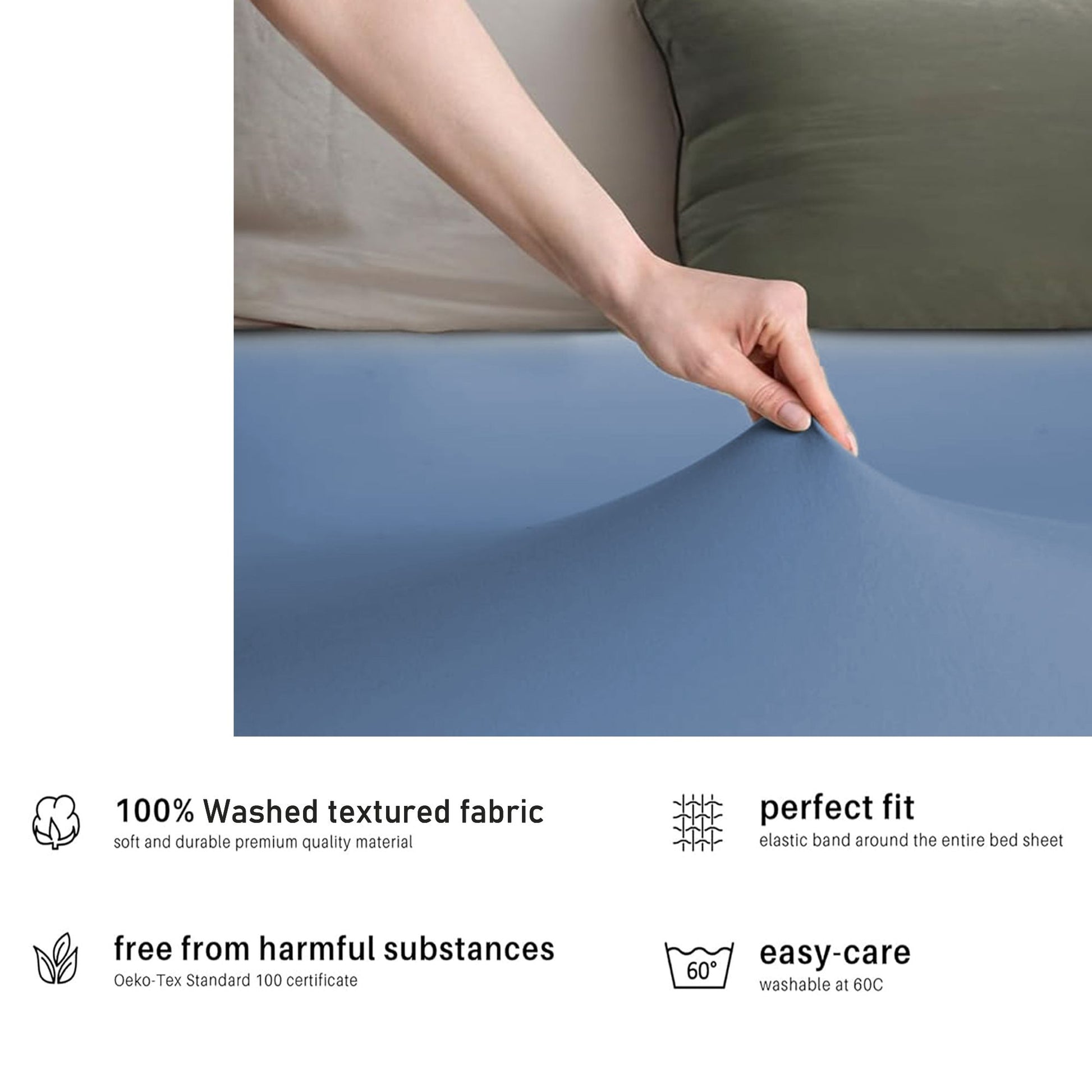 Hotel Quality Fitted sheets - 2 Piece Fitted sheets -Breathable Bedding - Wrinkle, Fade, Stain Resistant- V1317-2-QS9-AUQ-CL-HL