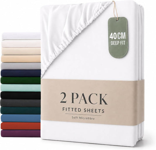 Hotel Quality Fitted sheets - 2 Piece Fitted sheets -Breathable Bedding - Wrinkle, Fade, Stain Resistant- V1317-2-QS9-AUS-CL-BAI