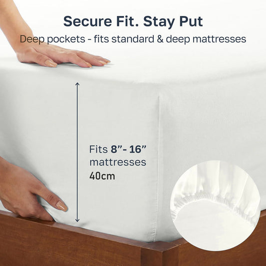 Hotel Quality Fitted sheets - 2 Piece Fitted sheets -Breathable Bedding - Wrinkle, Fade, Stain Resistant- V1317-2-QS9-AUS-CL-BAI