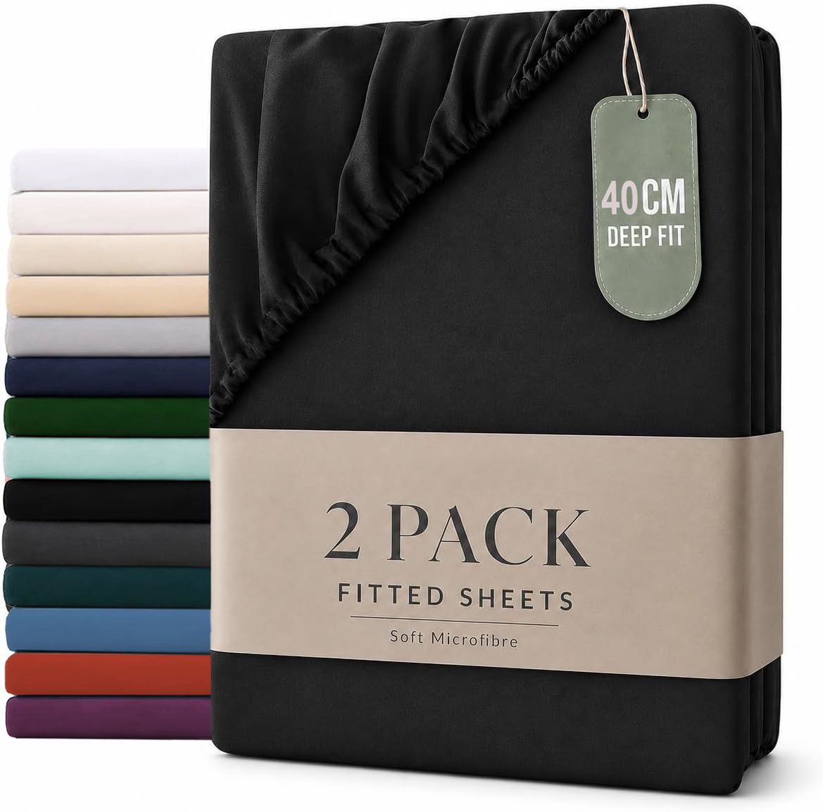 Hotel Quality Fitted sheets - 2 Piece Fitted sheets -Breathable Bedding - Wrinkle, Fade, Stain Resistant- V1317-2-QS9-AUS-CL-HEI
