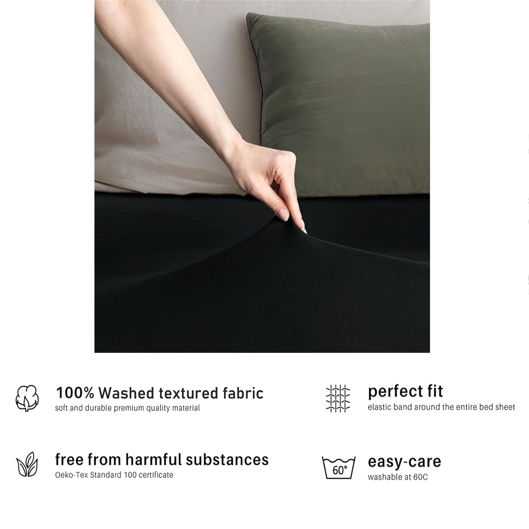 Hotel Quality Fitted sheets - 2 Piece Fitted sheets -Breathable Bedding - Wrinkle, Fade, Stain Resistant- V1317-2-QS9-AUS-CL-HEI