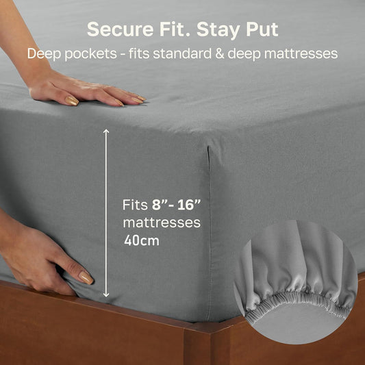 Hotel Quality Fitted sheets - 2 Piece Fitted sheets -Breathable Bedding - Wrinkle, Fade, Stain Resistant- V1317-2-QS9-AUS-CL-YH