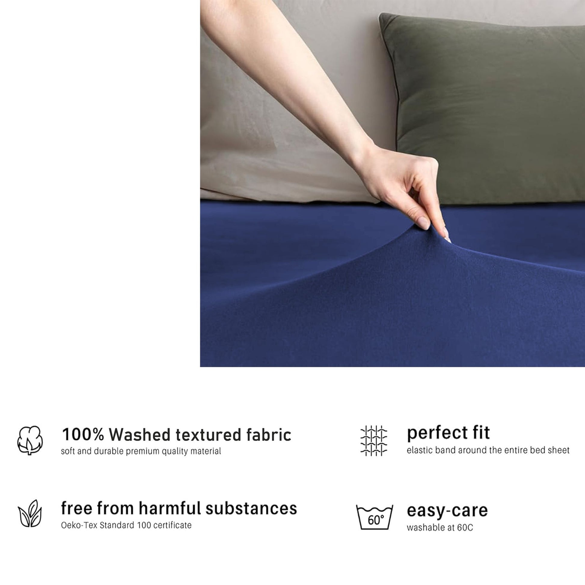 Hotel Quality Fitted sheets - 2 Piece Fitted sheets -Breathable Bedding - Wrinkle, Fade, Stain Resistant- V1317-2-QS9-AUSK-CL-HJL