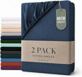 Hotel Quality Fitted sheets - 2 Piece Fitted sheets -Breathable Bedding - Wrinkle, Fade, Stain Resistant- V1317-2-QS9-AUSK-CL-NV