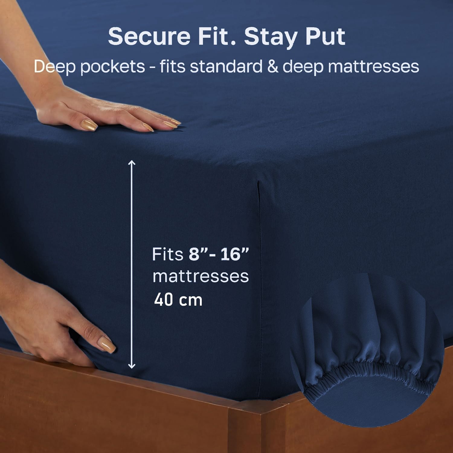 Hotel Quality Fitted sheets - 2 Piece Fitted sheets -Breathable Bedding - Wrinkle, Fade, Stain Resistant- V1317-2-QS9-AUSK-CL-NV