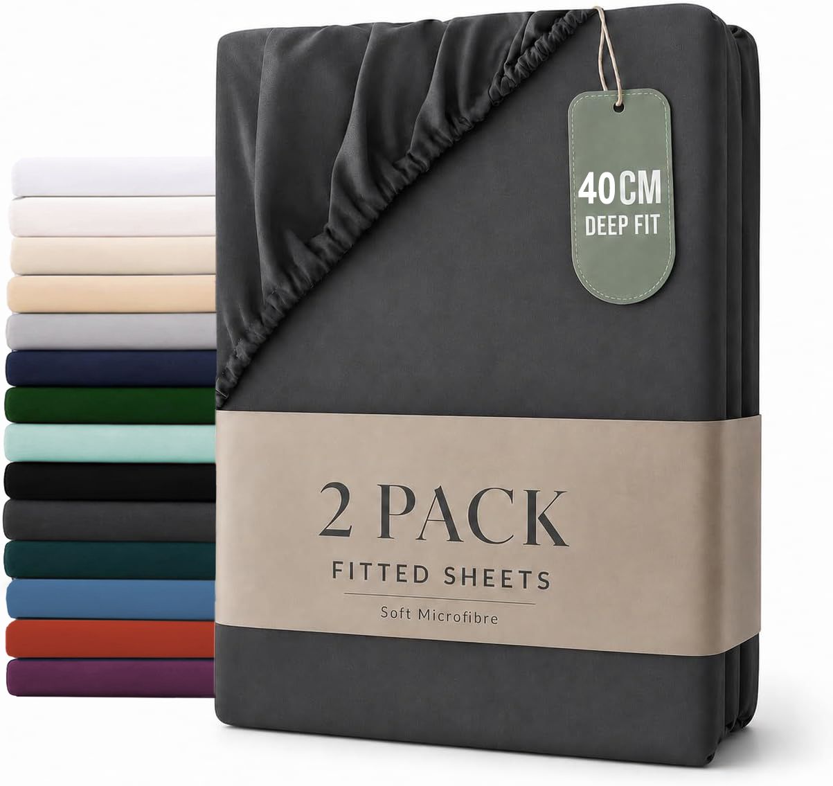 Hotel Quality Fitted sheets - 2 Piece Fitted sheets -Breathable Bedding - Wrinkle, Fade, Stain Resistant- V1317-2-QS9-AUSK-CL-SH