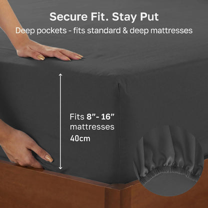 Hotel Quality Fitted sheets - 2 Piece Fitted sheets -Breathable Bedding - Wrinkle, Fade, Stain Resistant- V1317-2-QS9-AUSK-CL-SH