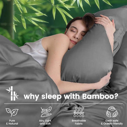 4 Piece Ultra Soft Bamboo Breathable Sheet Set -Hotel 2000TC Breathable Bed Sheets Set with 37 Centimetre Deep Pocket-Breathable Sheets for Hot Sleepers(Grey,King)