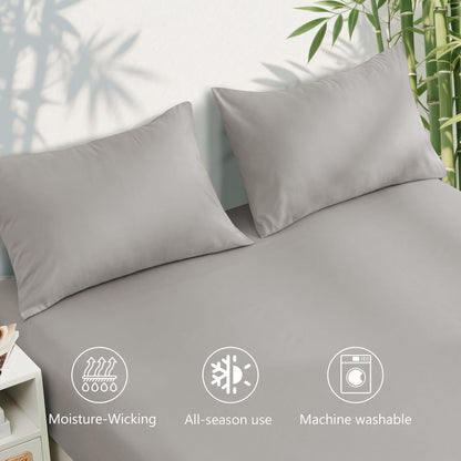 3 Piece Ultra Soft Bamboo Breathable Sheet Set -Hotel 2000TC Breathable Bed Sheets Set with 37 Centimetre Deep Pocket-Breathable Sheets for Hot Sleepers(Silver-gray,King Single)