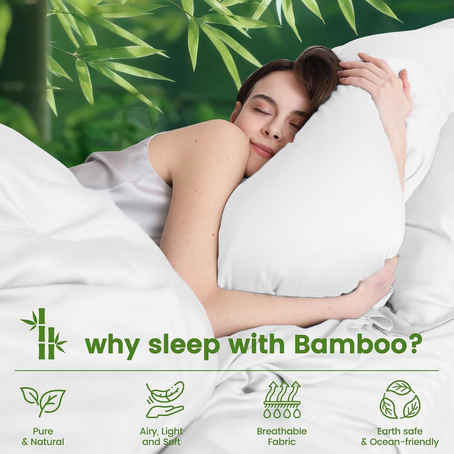 3 Piece Ultra Soft Bamboo Breathable Sheet Set -Hotel 2000TC Breathable Bed Sheets Set with 37 Centimetre Deep Pocket-Breathable Sheets for Hot Sleepers(White,Single)
