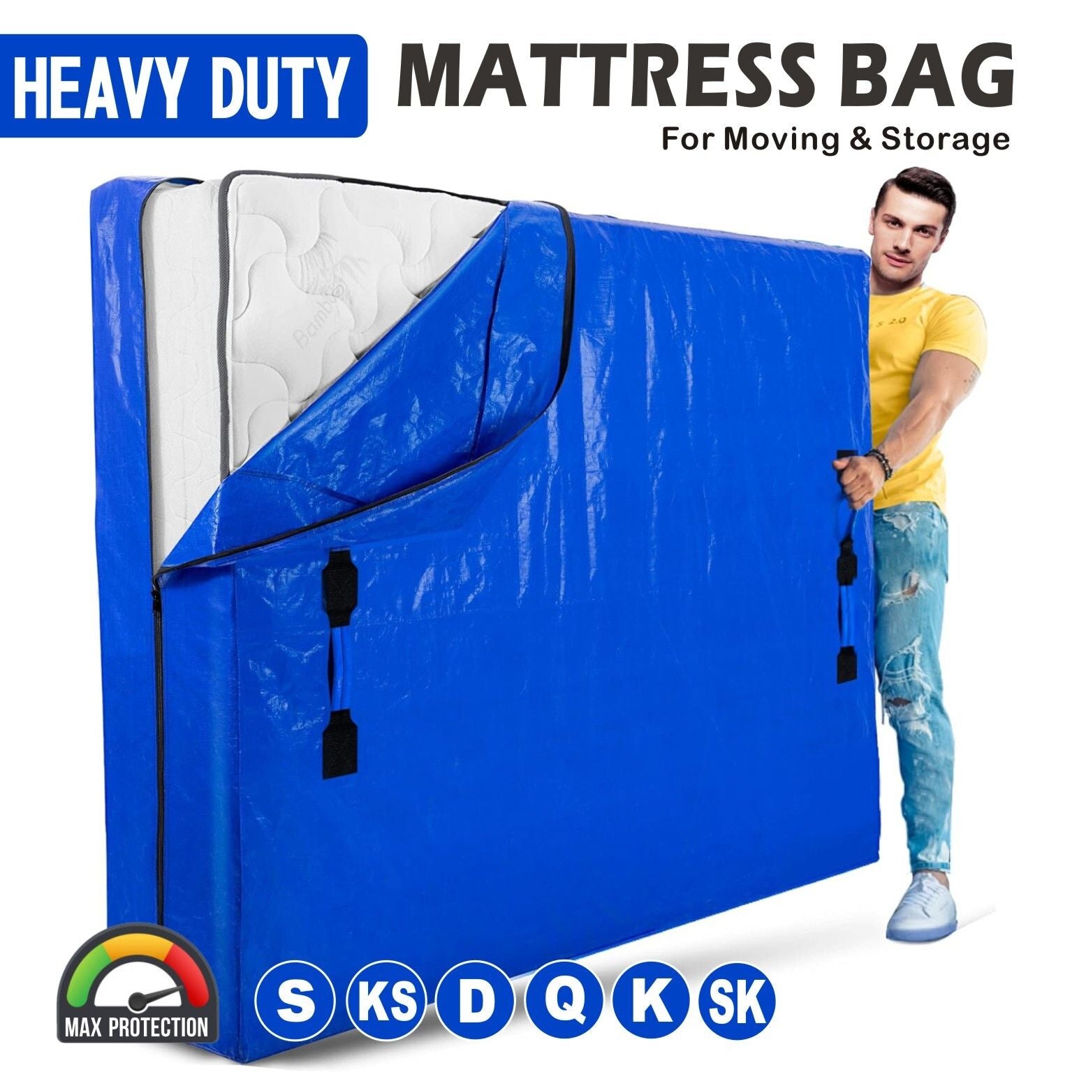 Mattress Bag Mattresses Protector Plastic Moving Storage Dust Cover Carry Bed Waterproof Zipper Packing V1317-BHD-AUK