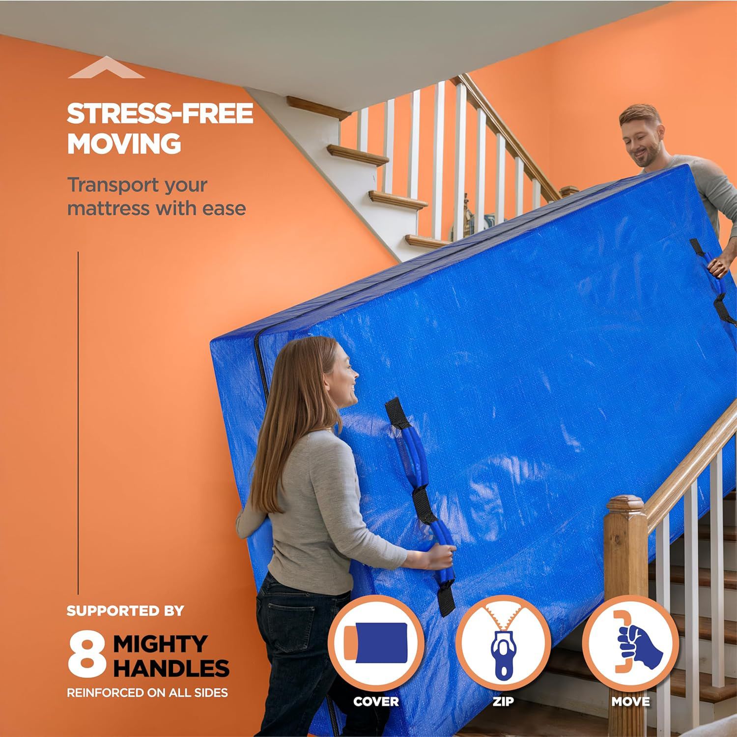Waterproof Mattress Bag Mattresses Protector Plastic Moving Storage Dust Cover Carry Bed Zipper Packing V1317-BHD110-AUK