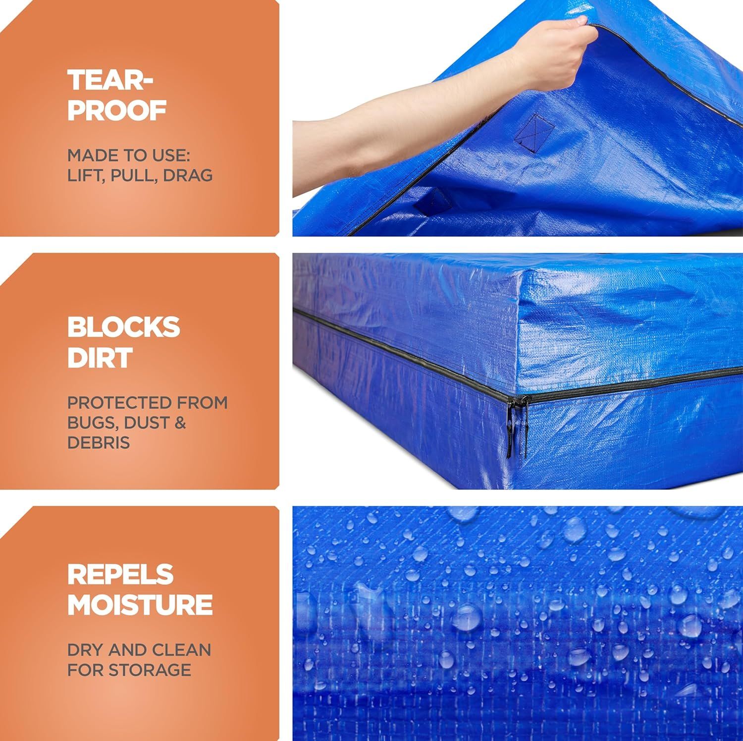 Waterproof Mattress Bag Mattresses Protector Plastic Moving Storage Dust Cover Carry Bed Zipper Packing V1317-BHD110-AUK