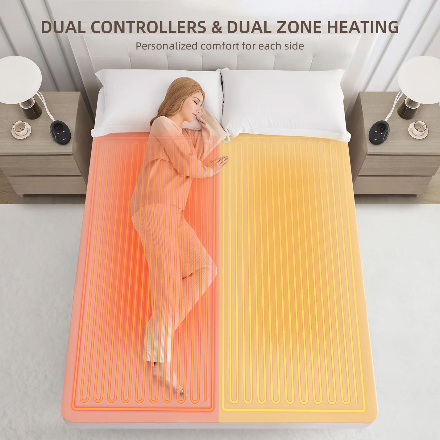 Heated Mattress Pad - Bedding Electric Blanket with 9 Heat Setting & 9-Hour Auto Off, Heated Mattress V1317-DRT-AUD