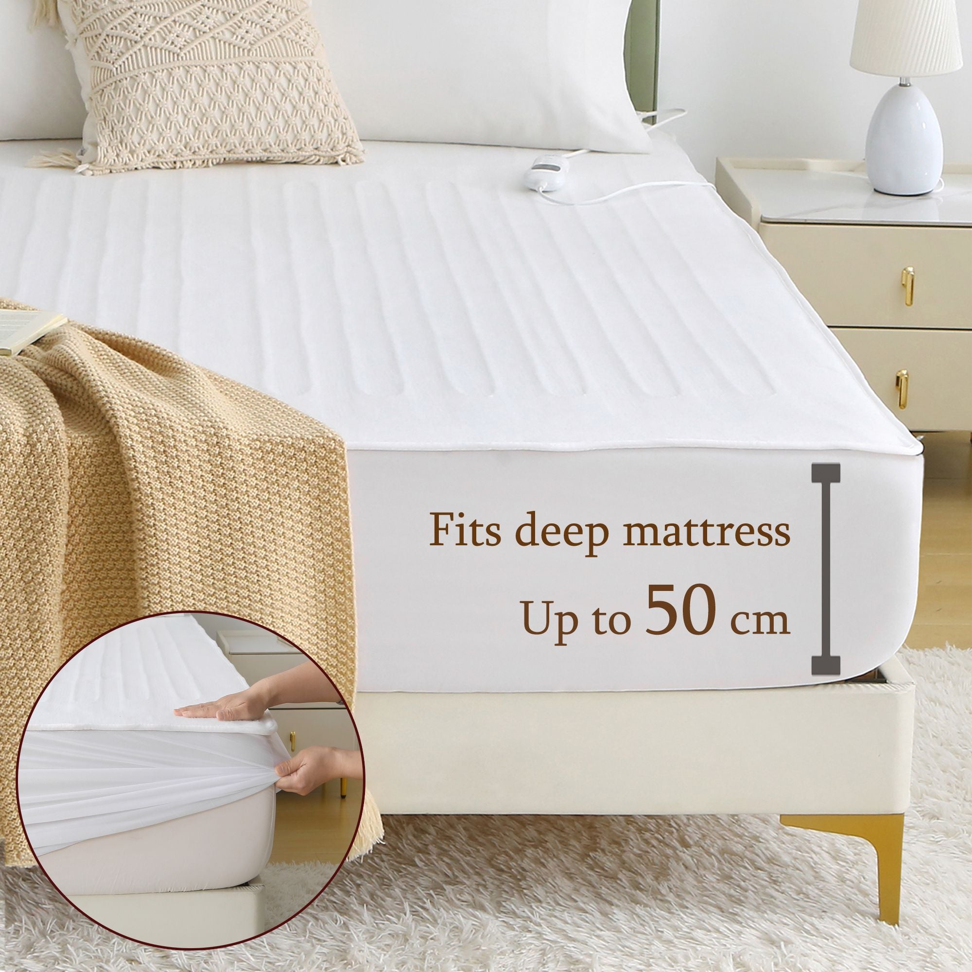 Heated Mattress Pad - Bedding Electric Blanket with 9 Heat Setting & 9-Hour Auto Off, Heated Mattress V1317-DRT-AUD