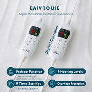 Electric Heated Mattress Pad Blanket with Dual Control & 9-Hour Auto Off & 9 Heat Settings, Preheat V1317-DRT450-AUD