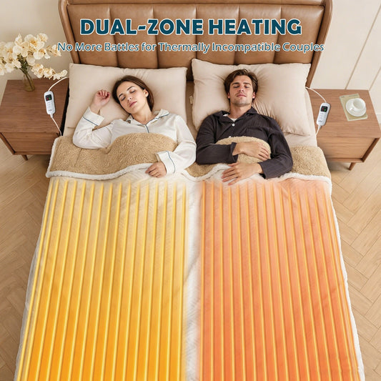Electric Heated Mattress Pad Blanket with Dual Control & 9-Hour Auto Off & 9 Heat Settings, Preheat Functions, Overheat Protection, Machine Washable Fully Fitted Electric Sheet(King)