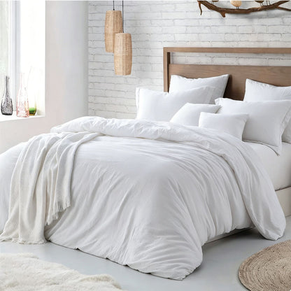 Hotel Soft Microfiber Duvet Cover Set-2000TC Quilt Cover Set & Pillowcases -1 Donna Cover Zipper Closure & 1 x Pillowcases-Breathable Bedding - Wrinkle, Fade, Stain Resistant(White,Double)