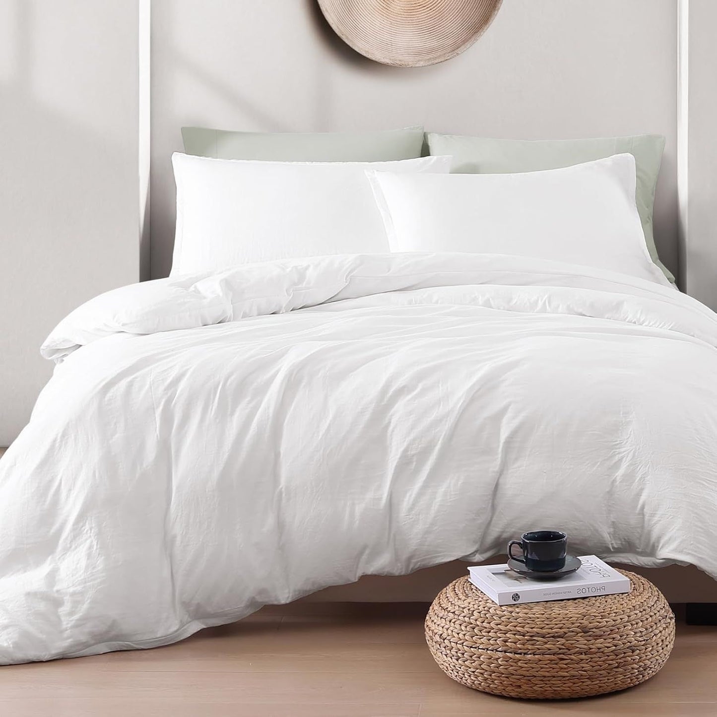Hotel Soft Microfiber Duvet Cover Set-2000TC Quilt Cover Set & Pillowcases -1 Donna Cover Zipper Closure & 1 x Pillowcases-Breathable Bedding - Wrinkle, Fade, Stain Resistant(White,Double)