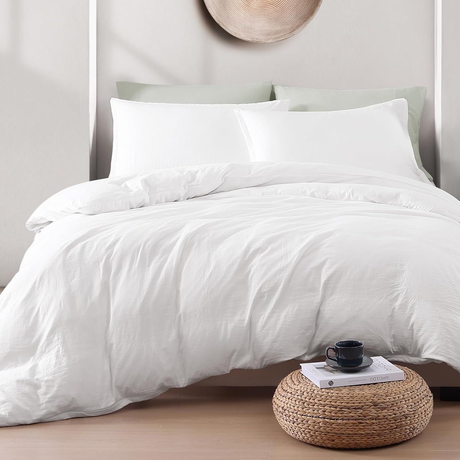 Hotel Soft Microfiber Duvet Cover Set-2000TC Quilt Cover Set & Pillowcases -1 Donna Cover Zipper Closure & 1 x Pillowcases-Breathable Bedding - Wrinkle, Fade, Stain Resistant(White,Double)