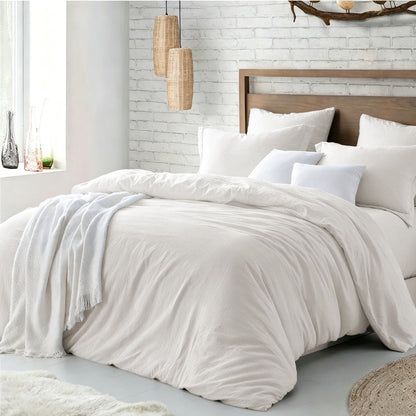 Hotel Soft Microfiber Duvet Cover Set-2000TC Quilt Cover Set & Pillowcases -1 Donna Cover Zipper Closure & 1 x Pillowcases-Breathable Bedding - Wrinkle, Fade, Stain Resistant(Raw white,Double)