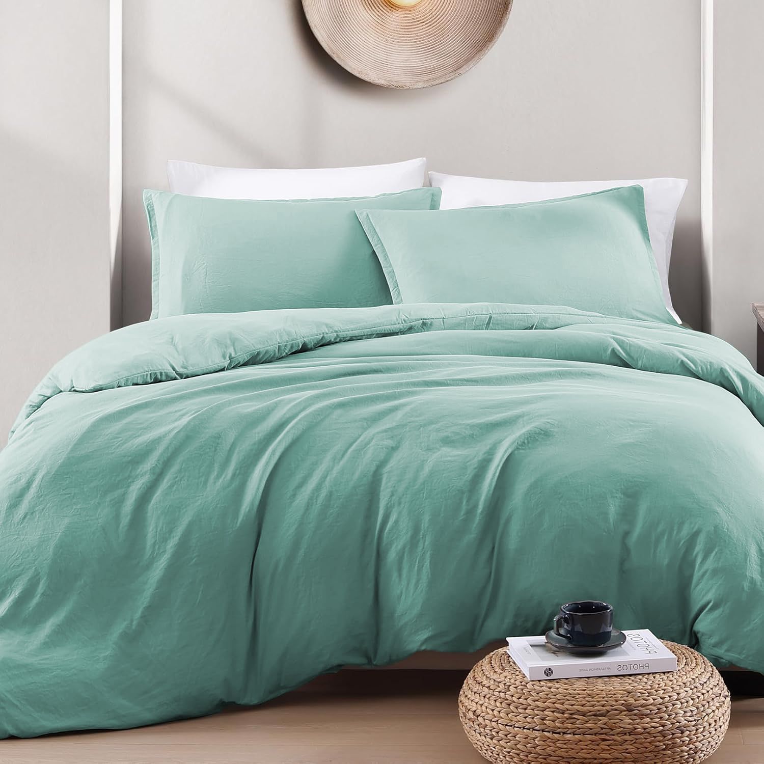 Hotel Soft Microfiber Duvet Cover Set-2000TC Quilt Cover Set & Pillowcases -1 Donna Cover Zipper Closure & 1 x Pillowcases-Breathable Bedding - Wrinkle, Fade, Stain Resistant(Ice Blue,Double)